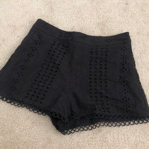 black high waisted lace shorts
